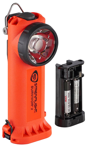 Streamlight 90950 Survivor X 250-Lumen Right-Angle Firefighter's Flashlight with Three (3) "AA Alkaline Batteries, Orange