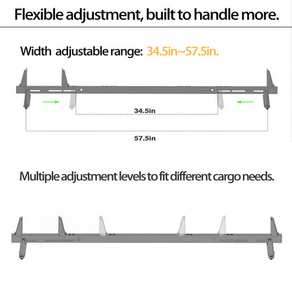 Universal 2 Bars Roof Ladder Rack 700 LBS Capacity Utility Adjustable Cross Bar with Stopper for Van Without Rain Gutter Fit for Kayak Canoe Ladder Lumber Pipes Cargo Carrier Accessories