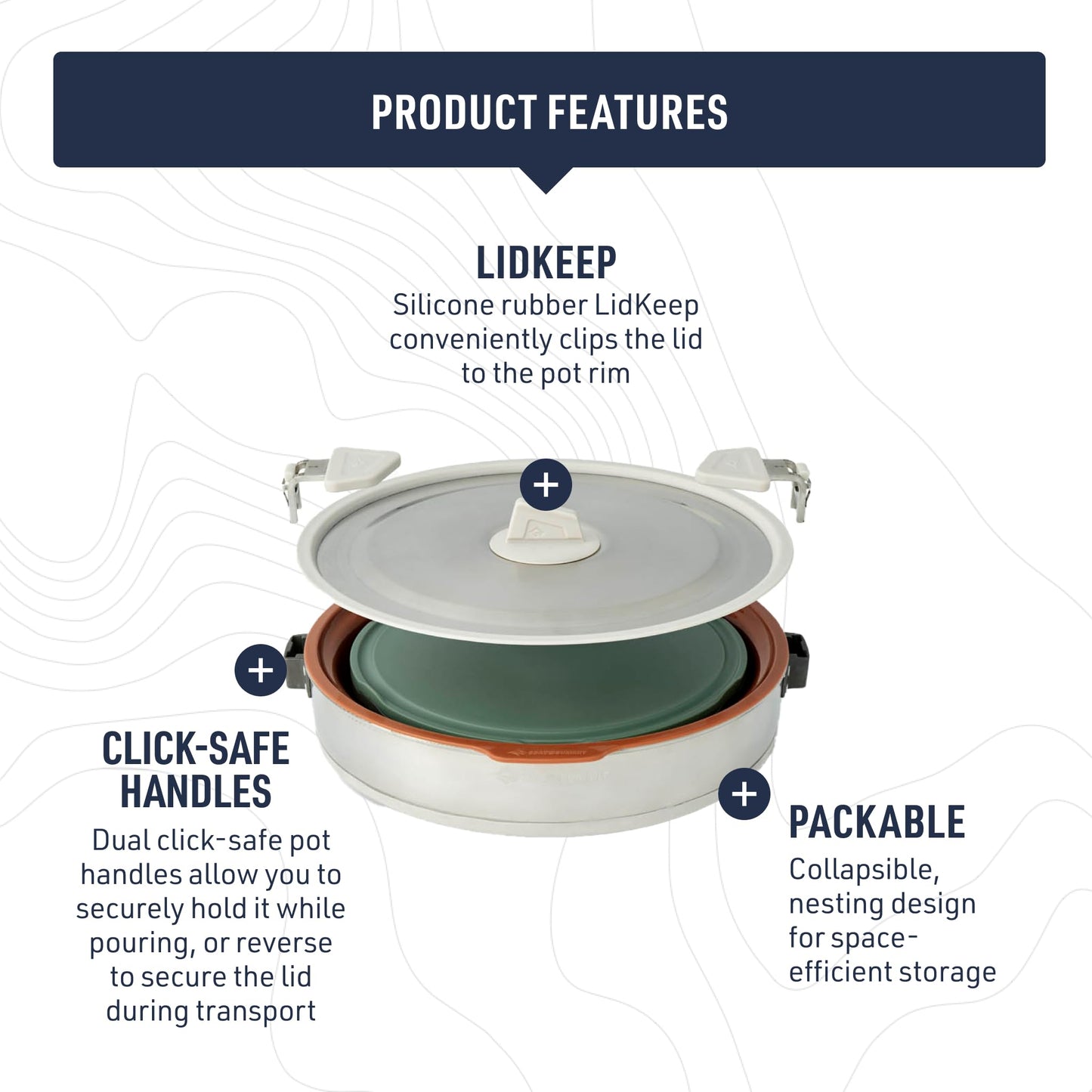 Sea to Summit Detour Essentials Camp Kitchen Kit (5 Liter Pot, Collapsible Colander, 2 Cutting Boards)