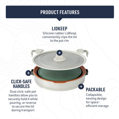 Sea to Summit Detour Essentials Camp Kitchen Kit (5 Liter Pot, Collapsible Colander, 2 Cutting Boards)