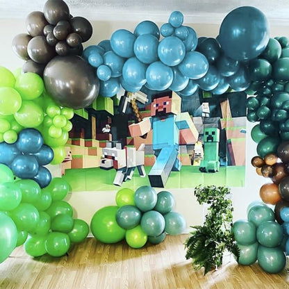 RUBFAC Blue Green Balloons - 129pcs in Various Sizes for Garland & Arch | Perfect for Parties & Events