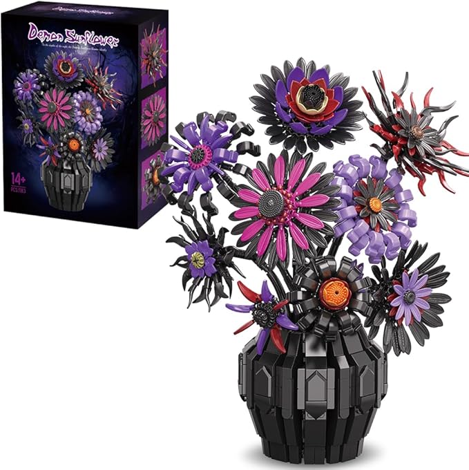39109 Demon Sunflower Building Blocks Flower Set 1183pieces of Floral and Plant Series Block Sets Adult Creative Enthusiast Model Gifts and Unique Collectibles Can be Used for Room Decoration