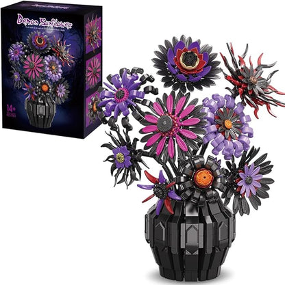 39109 Demon Sunflower Building Blocks Flower Set 1183pieces of Floral and Plant Series Block Sets Adult Creative Enthusiast Model Gifts and Unique Collectibles Can be Used for Room Decoration