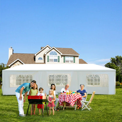 Tangkula Heavy-Duty 10'x30' Event Canopy with Removable Sidewalls, Waterproof Top & Ground Stakes - White Outdoor Wedding Party Gazebo