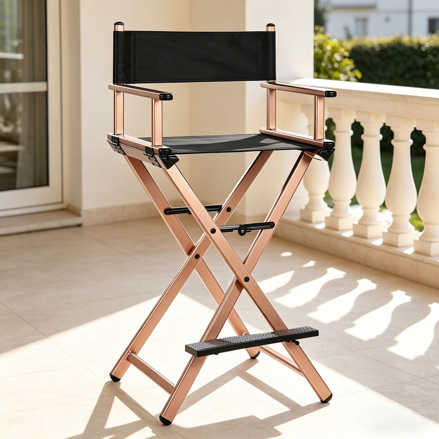 GDGYOFN 30'' Aluminum Tall Directors Chair, Portable Makeup Chair for Makeup Artist, Makeup Chair Teachers Chair Only 10.15LB, Rose Gold
