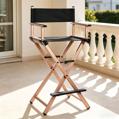 GDGYOFN 30'' Aluminum Tall Directors Chair, Portable Makeup Chair for Makeup Artist, Makeup Chair Teachers Chair Only 10.15LB, Rose Gold