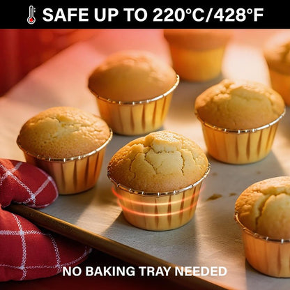 EUSOAR Gold Cupcake Cups, 3.5 Oz 50pcs Disposable Foil Muffin Liners, Gold Cupcake Baking Cups, Ramekin Aluminum Cupcake Tip Pan Ramekin Holders, Little Baking Cups