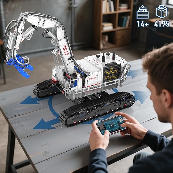 Mould King Engineering Excavator Building Sets 17062 Large RC Construction Building Kits with APP Remote Control STEM Construction Vehicles Model for Adults(4195PCS)