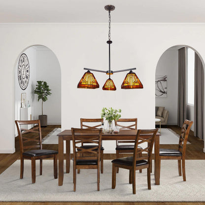 Chloe Lighting Innes Tiffany-Style Mini Chandelier, 3 Lights, Multicolor, 27in Wide, Blackish Bronze, Model CH33359MR27-EE3