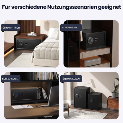 Grimtron 𝟐𝟎 𝐋𝐁 Smart Biometric Safe with Fingerprint Lock, Silent Mode, Backlit Keypad and LED Light, Small Caja Fuerte 𝐆𝐢𝐟𝐭𝐬 𝐟𝐨𝐫 𝐅𝐚𝐭𝐡𝐞𝐫'𝐬 𝐃𝐚𝐲(9.84"H x 9.84"D x 13.78"W)