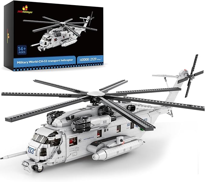 JMBricklayer CH-53 Helicopter Building Set 60008 Military Transport Helicopter Toy Aircraft Model Kit Ideal Airplane Toy Gifts for Adults and Military Fans
