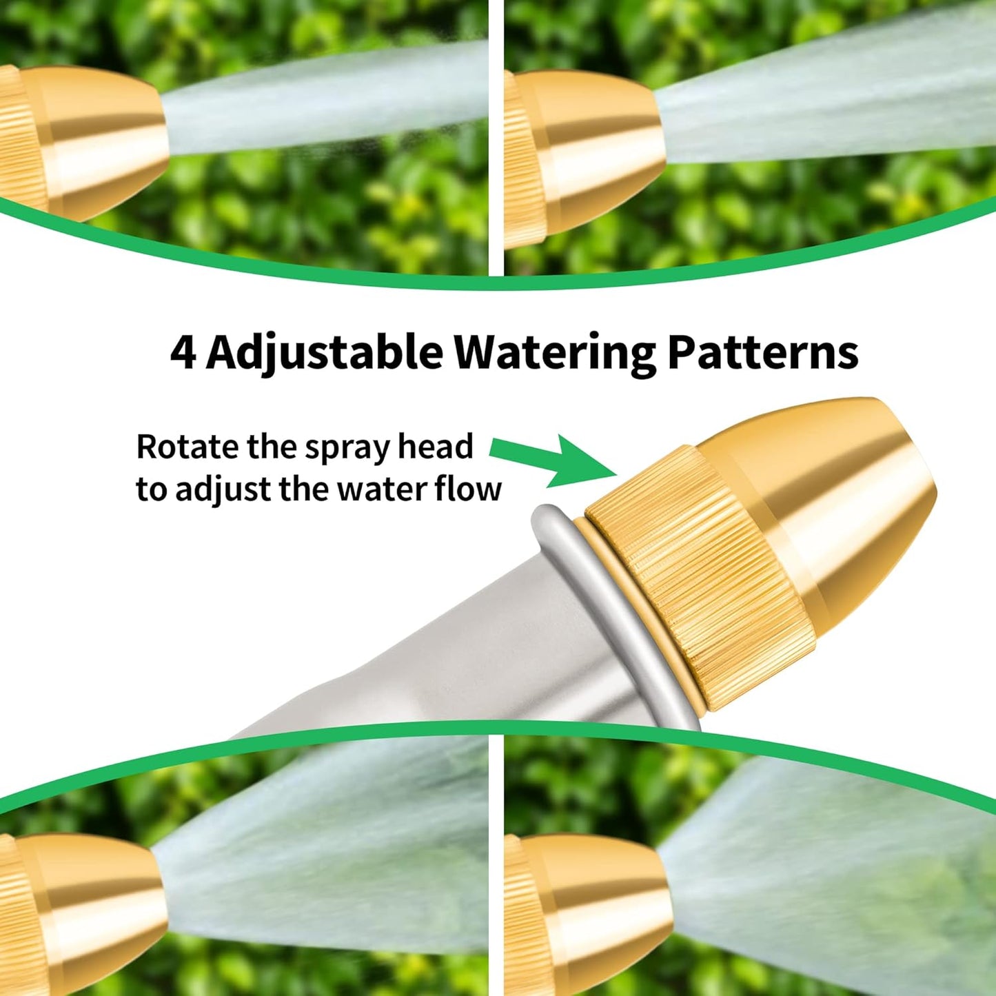 AUTOMAN Garden Hose Nozzle - Heavy Duty 100% Metal Sprayer with 4 Patterns for Watering & Washing