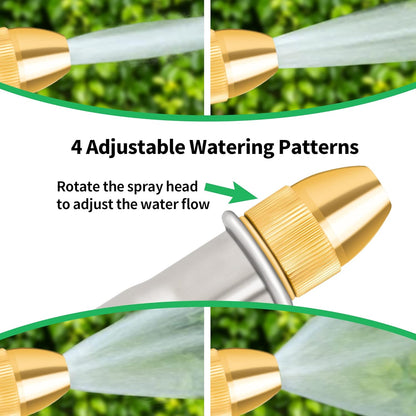 AUTOMAN Garden Hose Nozzle - Heavy Duty 100% Metal Sprayer with 4 Patterns for Watering & Washing