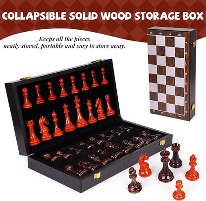 17 Inch Super Large Chess Set Weighted Acrylic Chess Pieces with Zinc Alloy Core 4.2” King Luxury Staunton Chess Set Professional Tournament Folding Chess Board for Home Club &amp Display
