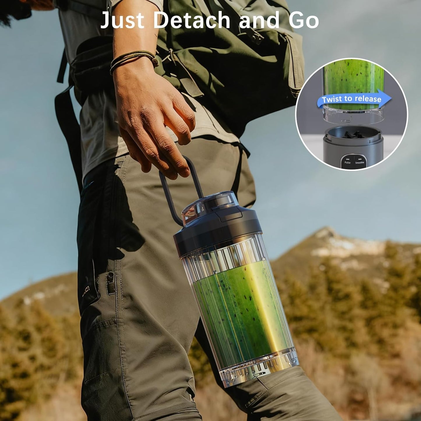 Skiennix Personal Blender - Portable Smoothie Maker with 4 Programs | Cordless USB-C Rechargeable, 18 oz