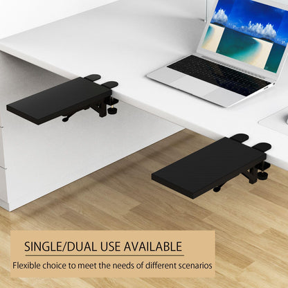 OUGIC Ergonomic Desk Extension Tray, 30 x 15 cm, Clamp Without Perforation, Foldable Keyboard Drawer Tray, Wrist Rest, Computer Stand