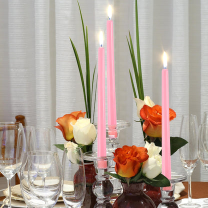 PIEMEET 24 Pack Taper Candles, 10 Inch Pink Tapered Candles, Unscented Tall Candlesticks, Smokeless & Dripless Long Taper Candle Sticks for Wedding Dinner Parties Home Decor(10 Hours Burn Time)