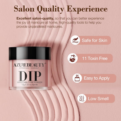 AZUREBEAUTY Dip Powder Nail Kit Starter, All Season Skin Tone Nude Brown 4 Colors Acrylic Dip Powder Liquid Set with Base/Top Coat Activator for French Nail Art Manicure DIY Salon Gifts