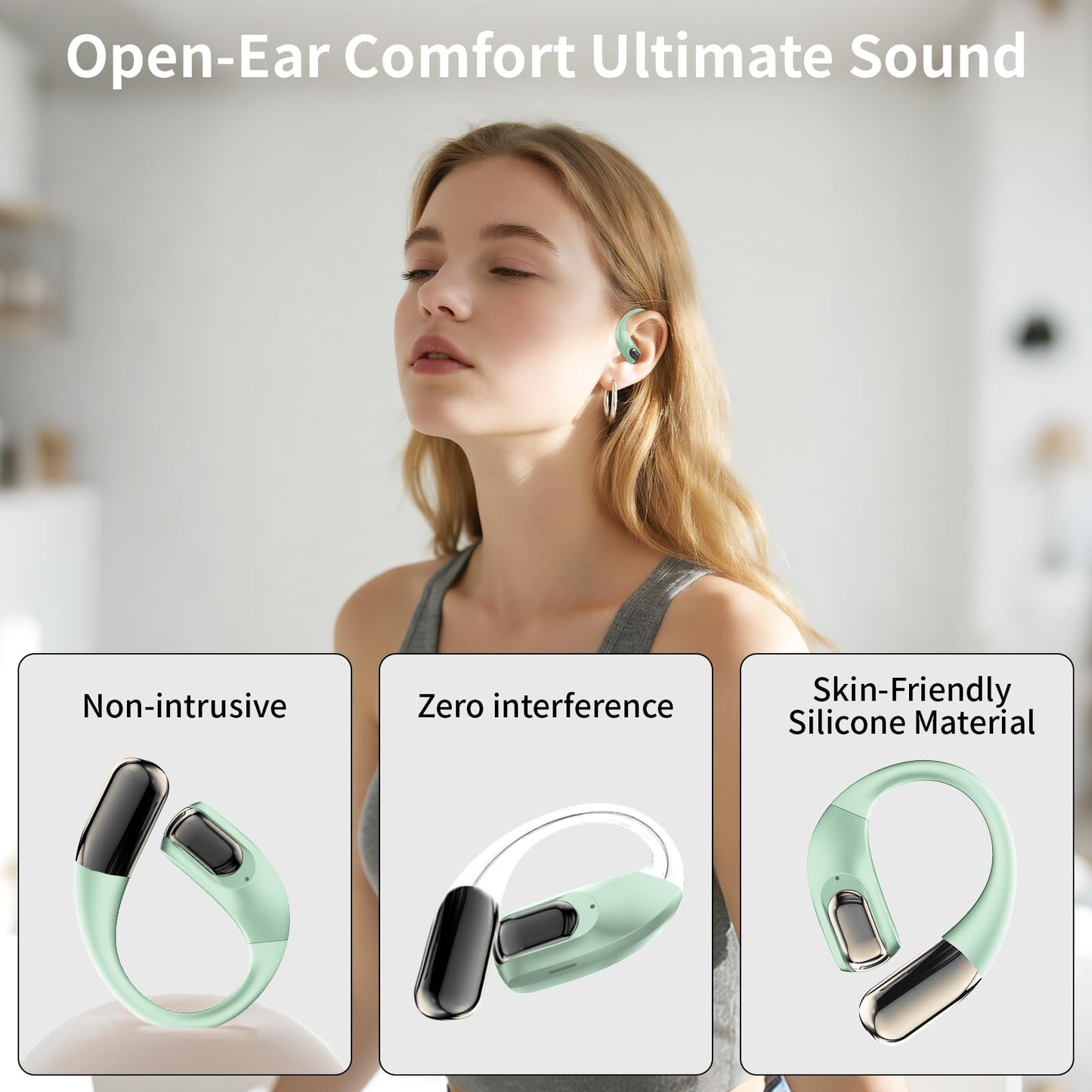 GALAAL Wireless Sport Earbuds Bluetooth Headphones,Lightweight Earbuds with Ear Hooks,Bluetooth5.4 Wireless Earphones,25H Playtime, IPX4 Waterproof Running Headphones for Gym(Green)