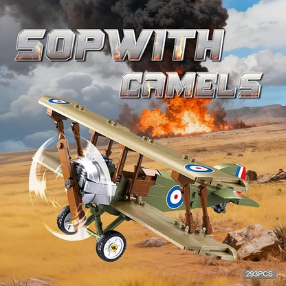 DAHONPA Sopwith Camel Building Block Plane Set Airplane Model 293 Pieces Toy Military Model Decor Gift for Kids and Adults