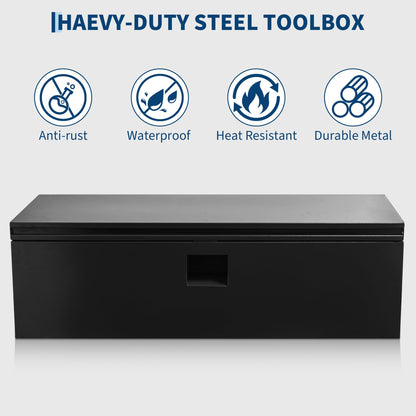GarveeLife Heavy Duty Steel Truck Bed Tool Box – Weatherproof & Lockable Storage with Dual Gas-Shock Lids, Drill-Proof Security, Global Fit for Pickup, Trailer, RV – Secure Truck Bed Toolbox