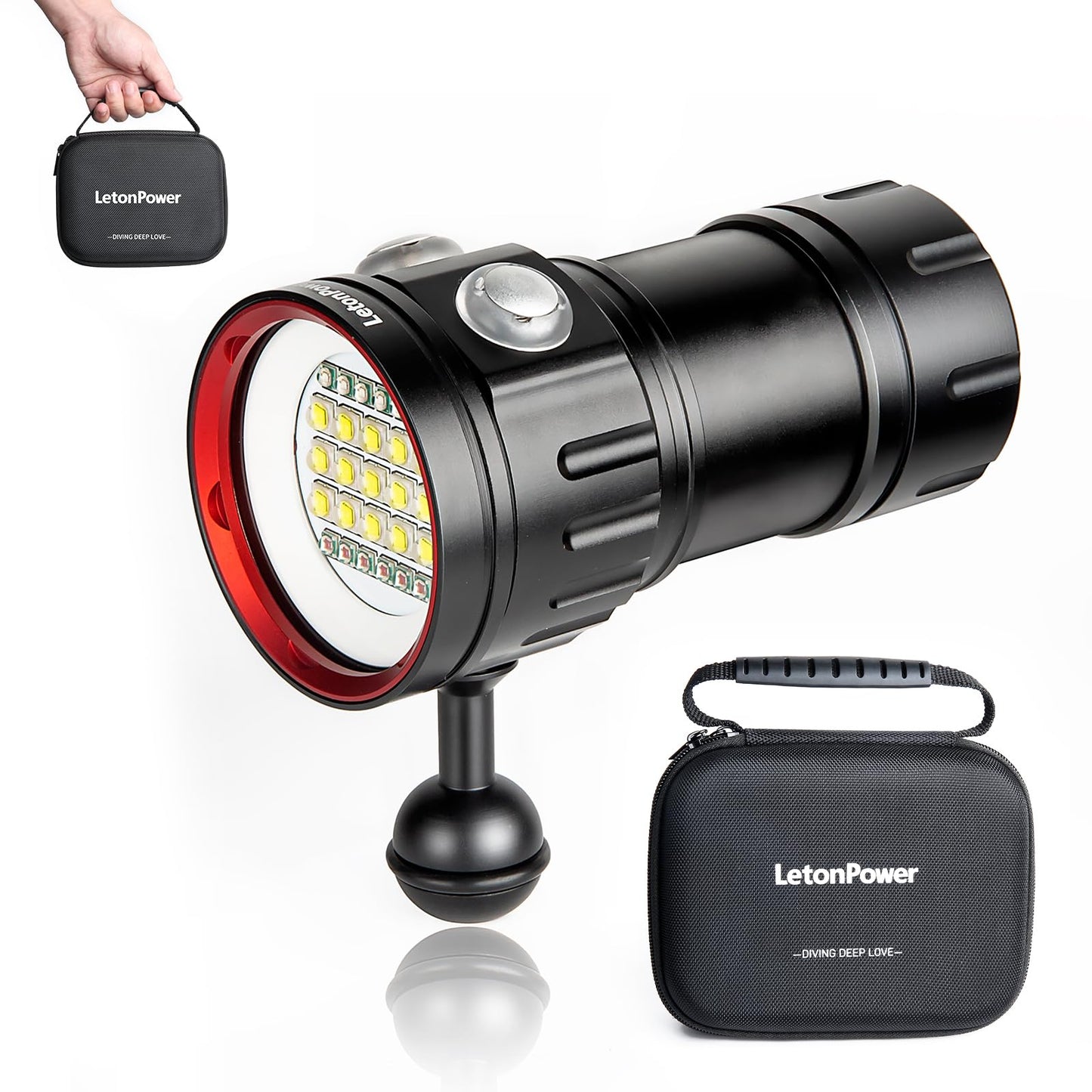 LetonPower B15 Dive Light Underwater Flashlight 8000Lumens Underwater Video Lights 80m Scuba Dive Light Diving Flashlight for Under Water Sports,Underwater Video Shooting and Photography