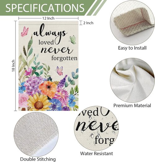 Heyfibro Memorial Garden Flag - Double-Sided Burlap Butterfly Design | 12x18 Inch Sympathy Decor