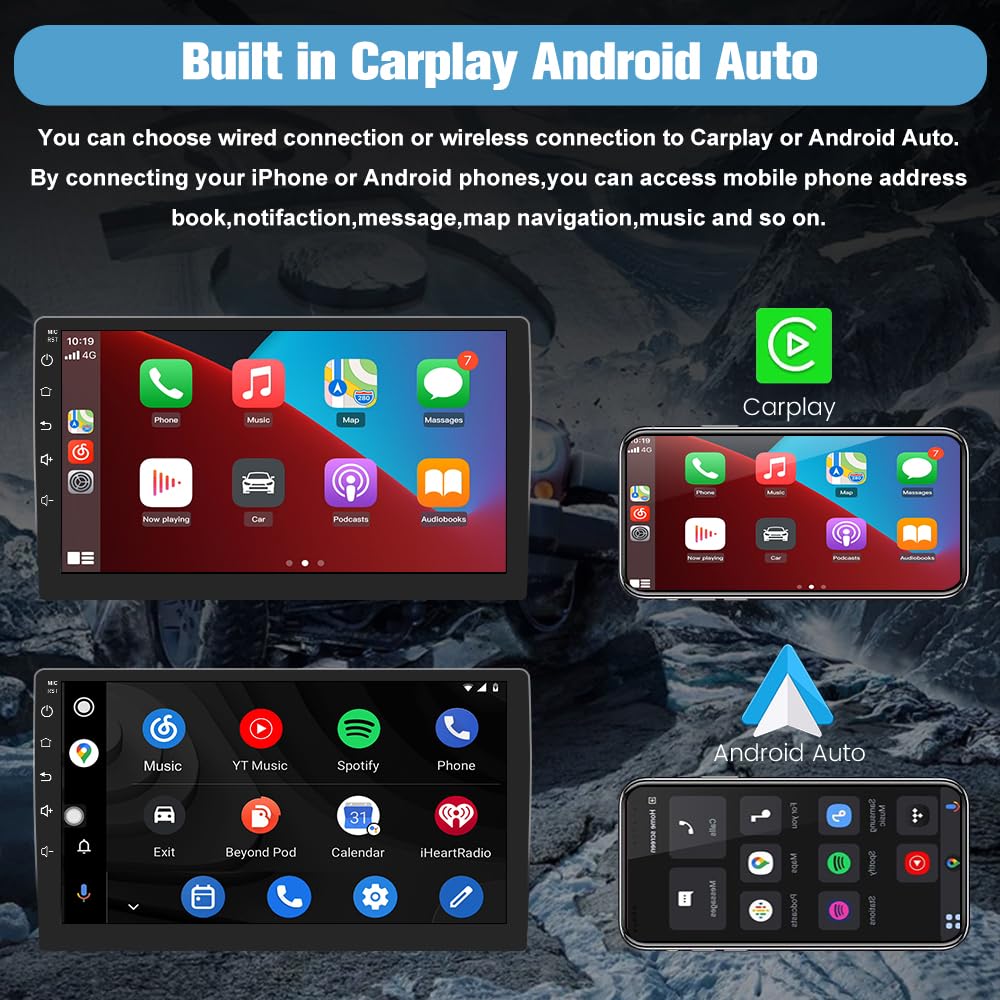 Junsun 4Core 64GB ROM Car Radio Stereo for Jeep Compass Patriot 2010-2016 10 inch Touch Screen with CarPlay Android Auto Bluetooth 5GWiFi GPS AHD Backup Camera