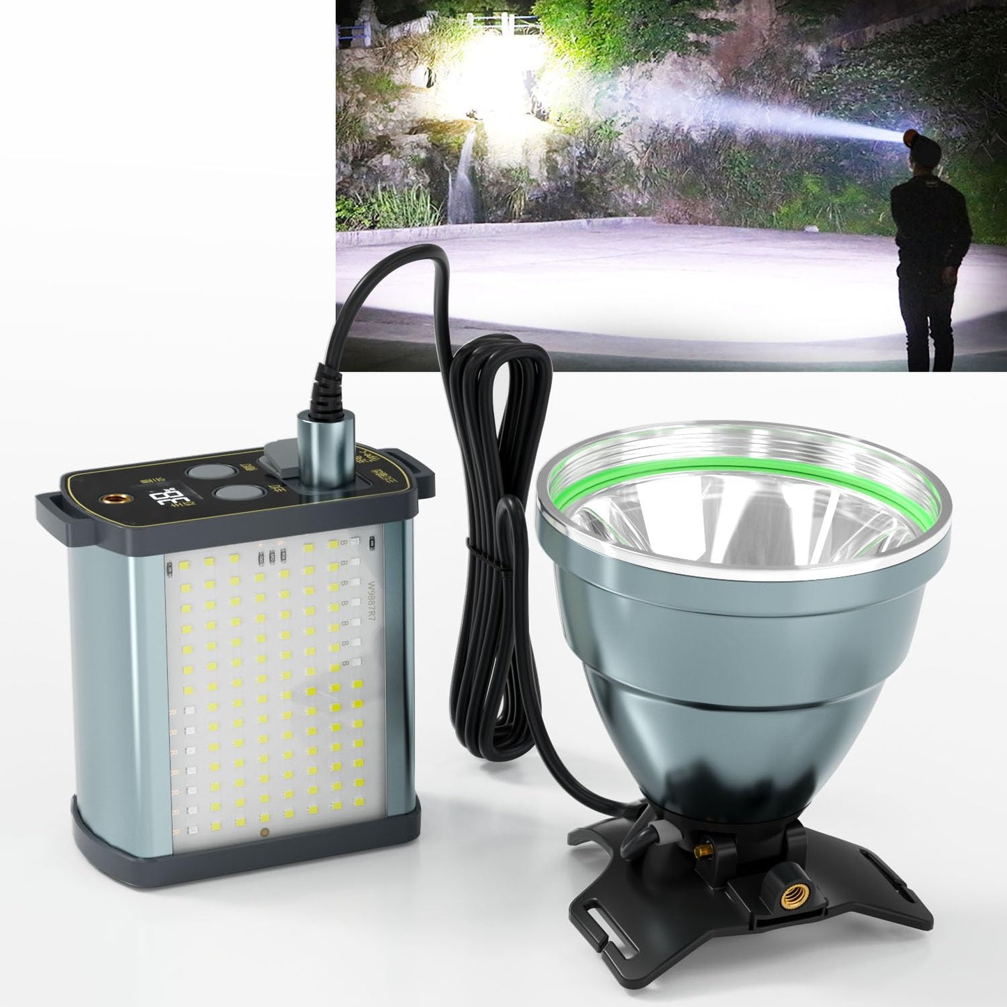 LBJD Super Bright Hunting Lamps, LED Rechargeble Head Lamp for Adults with High Power Multi-Function Battery Pack, Ideal for Camping, Fishing, Emergencies, and Search & Rescue