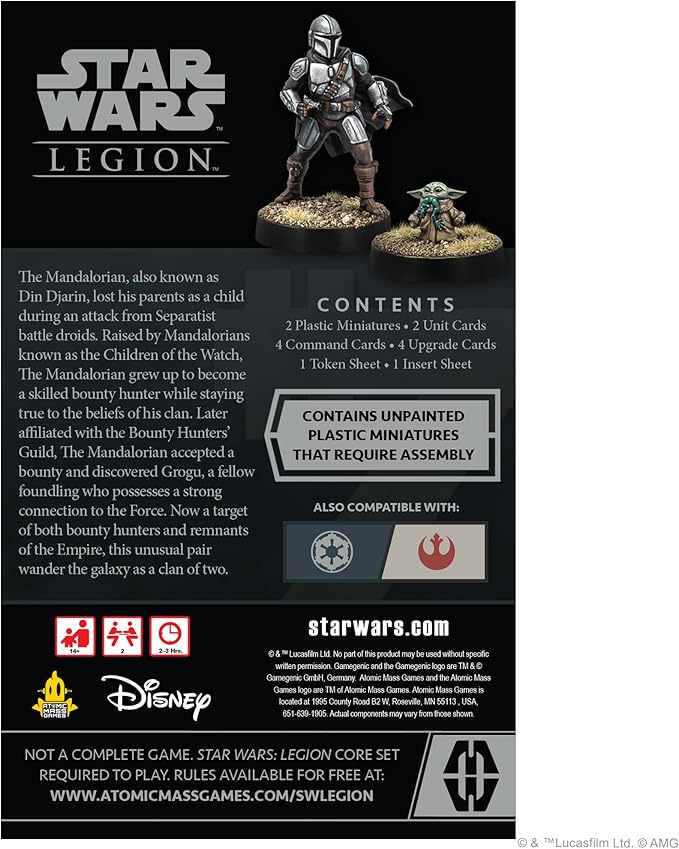 Star Wars: Legion Din Djarin &amp Grogu Operative Expansion - Tabletop Miniatures Game Strategy Game for Kids and Adults Ages 14+ 2 Players 3 Hour Playtime Made by Atomic Mass Games