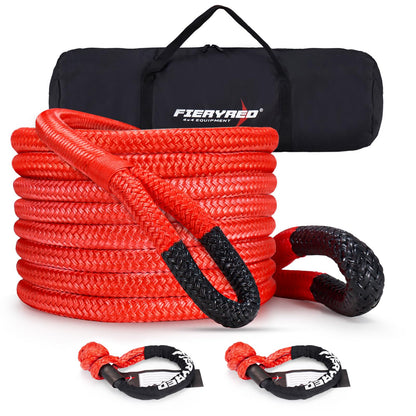 FieryRed Kinetic Recovery Rope Kit with 2 Soft Shackles, 1 Inch x 30 FT Tow Rope,Heavy Duty Offroad Snatch Strap for UTV, ATV, Truck, Car, Jeep, Tractor