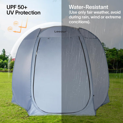 LEEDOR Pop Up Screen House Tent, 10'x10'UPF 50+ and Windproof Dome Outdoor Canopy Camping Tent with Roll Up Zipped Door Privacy Gazebo, Compact and Lightweight for Party Camping Fishing Picnic, Grey