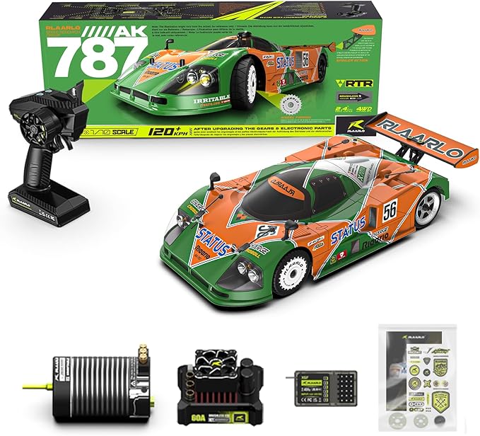 AMORIL RLAARLO 1:10 AK-787 Fast Brushless RC CarsTop Speed 120KM/H Large Remote Control Cars with 6 Lights for Adults4x4 On-Road Hobby Racing Vechile with Aluminum ShaftRubber TireGreen