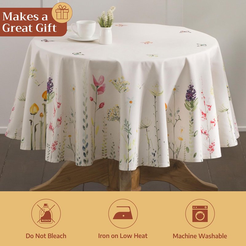 Maison d' Hermine Table Cloth Square Table 100% Cotton 60 x 60 Inches Tablecloth Reusable Decorative for Dining Kitchen Room Farmhouse Home Gifts for Mothers Day Spring Summer - Botanical Fresh