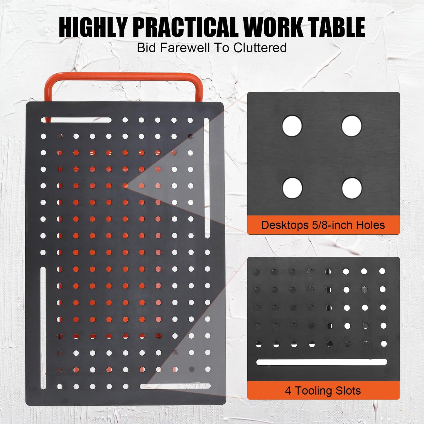 GarveeLife 36"X24" Welding Table with Wheels & Storage,Professional Heavy Duty Steel Welding Bench with Pegboard, Portable Mobile Welding Table for Hobbyist Workshop Orange