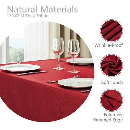 Veblandy Rectangle Tablecloth Waterproof 60x84 inch Linen Textured Table Cloth Stain and Wrinkle Resistant Washable, Decorative Fabric Table Cover for Dining, Party and Camping, Red
