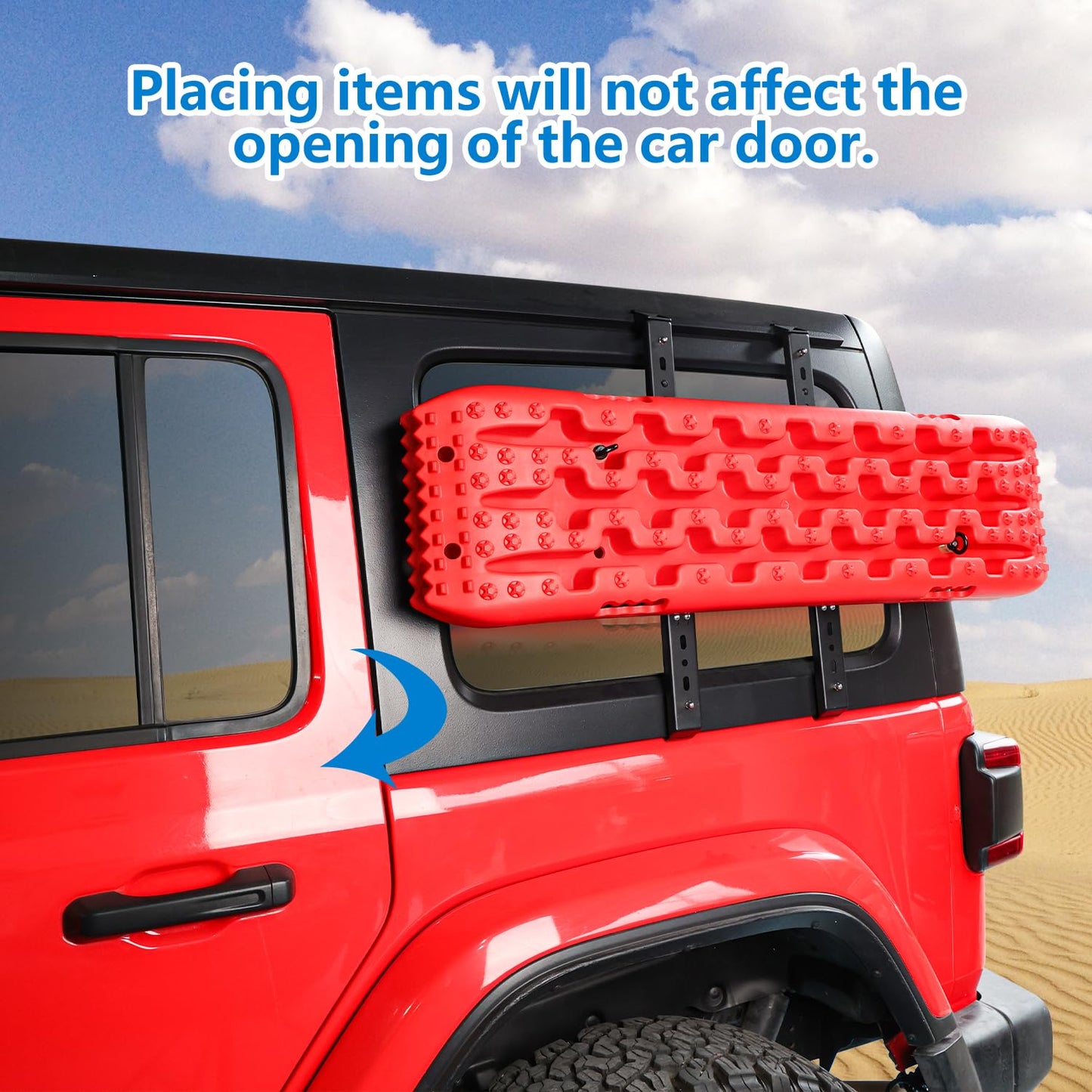 Rear Window Storage Molle Panel Kit for Jeep Wrangler JL 2018-2024 - Cargo Bracket Mounting Plate Kit with Recovery Traction Boards and Shovel Mount