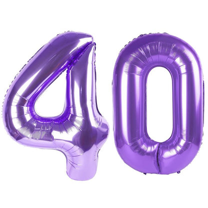 Purple Number 40 Balloon 40 inch, 40 Number Balloons, 40th Purple Birthday Decorations, 40 Year Old Girls Boys Party Supplies