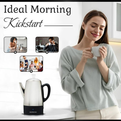 Mixpresso 10 Cup Percolator Coffee Pot Electric, Stainless Steel Coffee Percolator Electric With Keep Warm Function, Classic Perculator Pot With Removable Basket for Home or Office