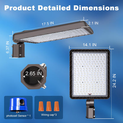 Dream Eeve 480W LED Parking Lot Light Slip Fitter Mount 72000LM Dusk to Dawn 5000K Led Flood Light Outdoor Commercial Security Area IP65 Waterproof 85-277V for Street Stadium Driveway