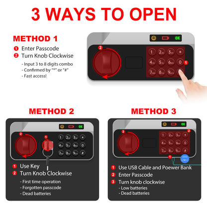 5.2 Cuft Large Floor Safe, Heavy Duty Fire Proof Safes for Home Use with Digital Keypad, Removable Shelves and Alarm System, Anti-theft Home Safe for Documents Money