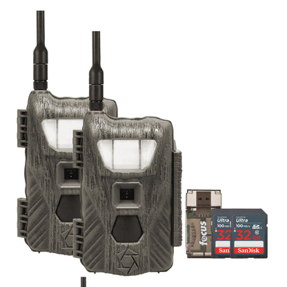 Stealth Cam Flashback 40MP White Flash Cellular Trail Camera 2-Pack with Two 32GB Memory Cards and Card Reader (5 Items)