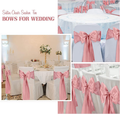 XunYee Satin Chair Sashes - 80 Pack Elegant Bow Ties for Weddings & Events | Rose Gold