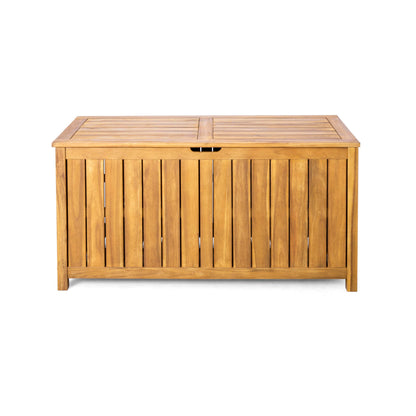Christopher Knight Home Wood Cabinet Box, Slat Panel Storage Cabinet, Storage Organzier with Easy Open Lid Hinges, Easy Assembly, Outdoor Patio 100 Gallon Acacia Wood Deck Storage Box, Teak