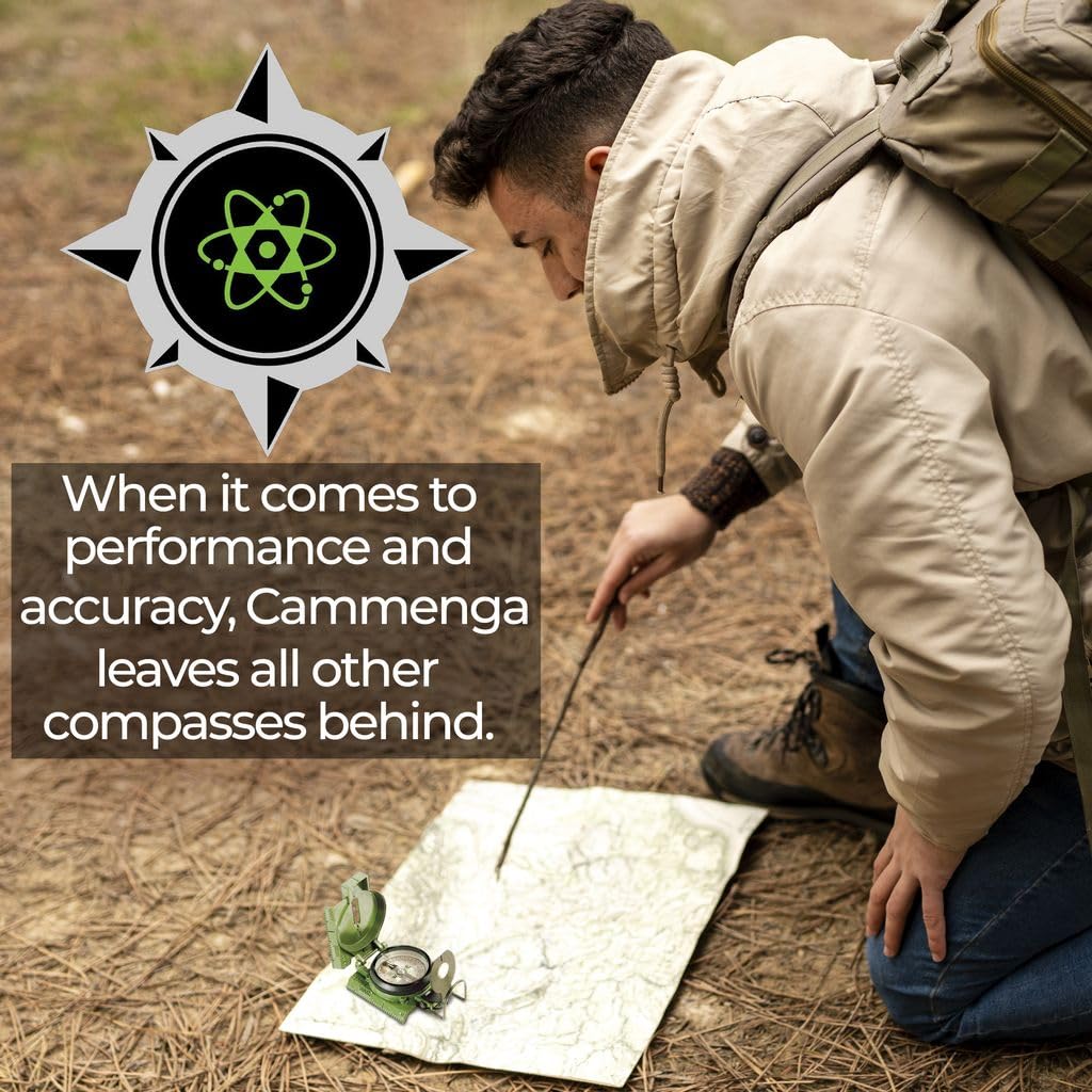 Cammenga Official US Military Tritium Lensatic Compass, Olive Drab Accurate Waterproof Hand Held Compasses with Pouch for Hiking Camping Navigation Survival Backpacking Orienteering