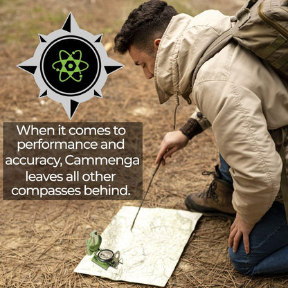 Cammenga Official US Military Tritium Lensatic Compass, Olive Drab Accurate Waterproof Hand Held Compasses with Pouch for Hiking Camping Navigation Survival Backpacking Orienteering