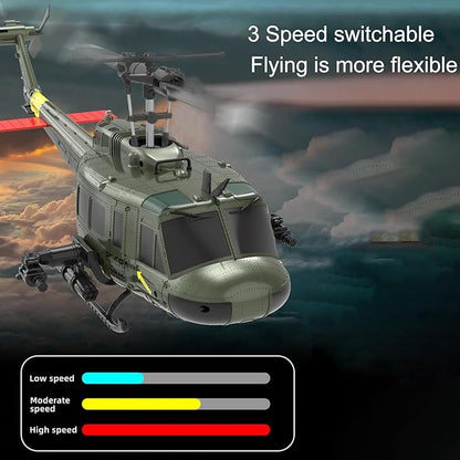 315MM UH-1 Remote Control Helicopter Aircraft for Adults Expert 6CH C032 RC Heli Maintain Altitude Brushless Motor/Optical Flow Positioning/Fly Upside Down 3D Rolling (RTF 2Battery)
