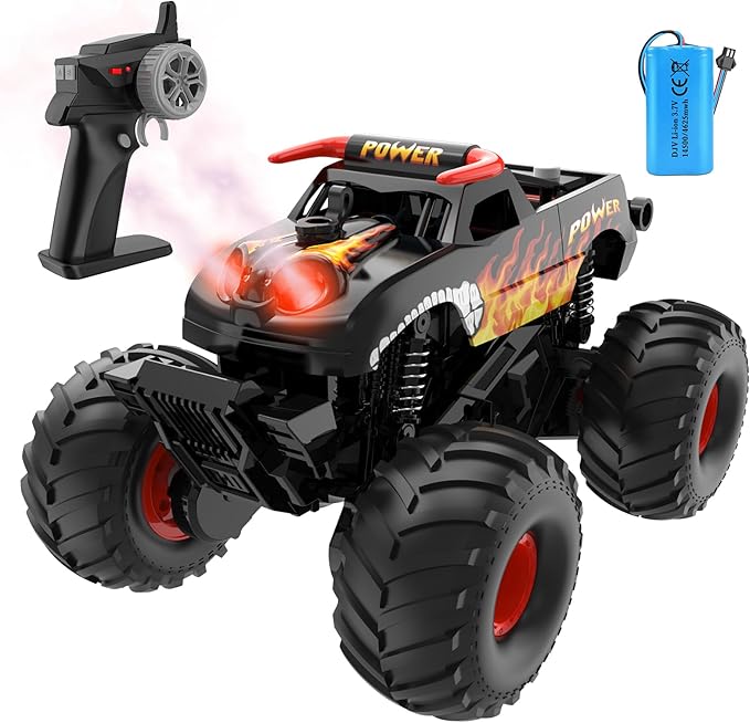 Amphibious Remote Control Car 4WD | Waterproof RC Cars with Dual Spray Mist &amp Led Lights1:16 RC Monster Truck for All Terrain Off-Road Pickup Toys Gifts for Boys/Girls Age 8-12+