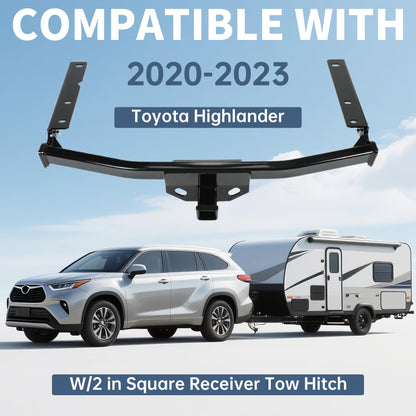 ECOTRIC Class 3 Trailer Hitch Compatible with 2020-2023 Toyota Highlander w/2 in Square Receiver Tow Hitch Replace for 13453, 5,000 LBS Weight Carrying Capacity Heavy Duty