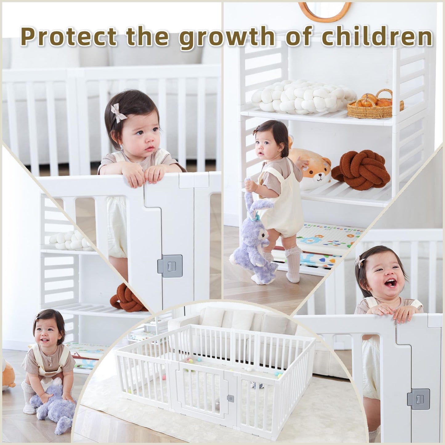 Gupamiga Playpen Baby Playard Portable Baby Fence Play Area Indoor Outdoor Kids Activity Center Playpen Playground Hoop for Indoor and Outdoor Use (12 Panels)